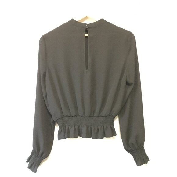 Elegant Black Sheer Mock Neck Witchy Blouse - Picture 4 of 15